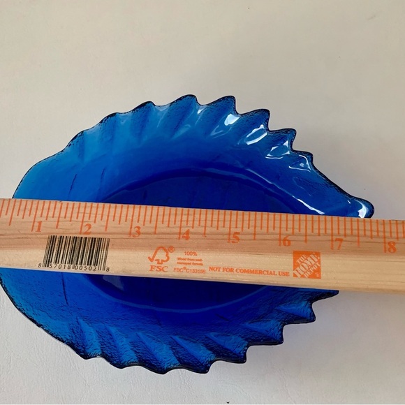 Vintage Cobalt Blue Glass Leaf Shape Serving Bowls Of 4 - Picture 2 of 14